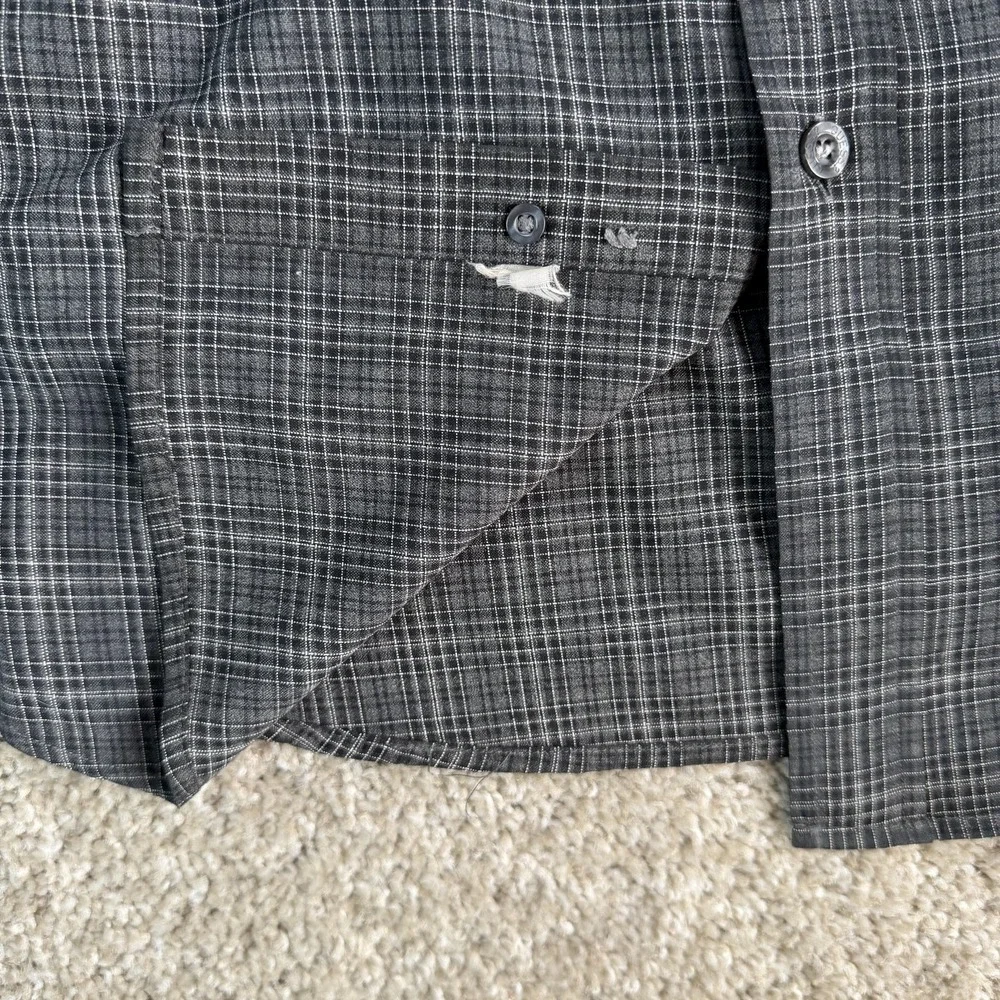GUESS Jeans Shirt Mens Large Black Check Long Sleeve Button Up Casual Poly Blend